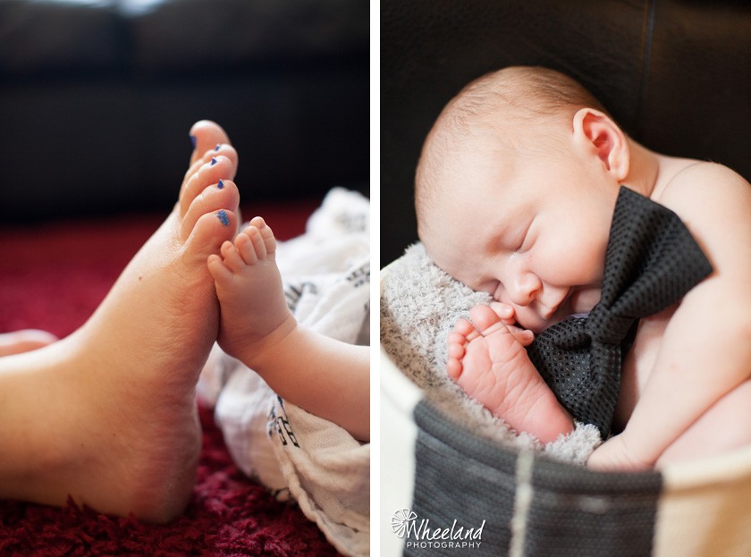 Newborn foot and smile
